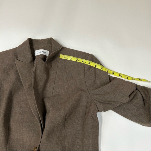 Calvin Klein Womens Casual Business Blazer Size 6 Brown Shoulder Pads #0494 - Picture 10 of 10